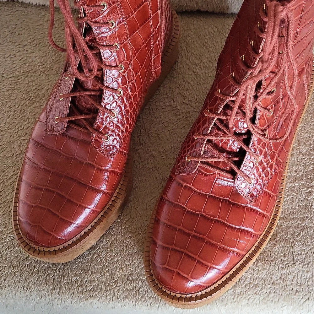 Vince Camuto Rust Combat Boots EUC WO's 8.5 - Picture 5 of 8